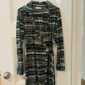 Long sleeve, stretch, wrap, Calvin Klein dress